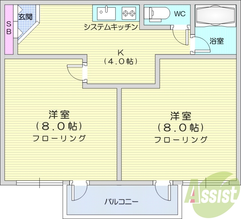 2K、エアコン、都市ガス、オートロック