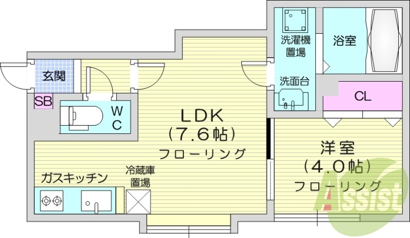 1DK、エアコン、ネット無料、トランクルーム