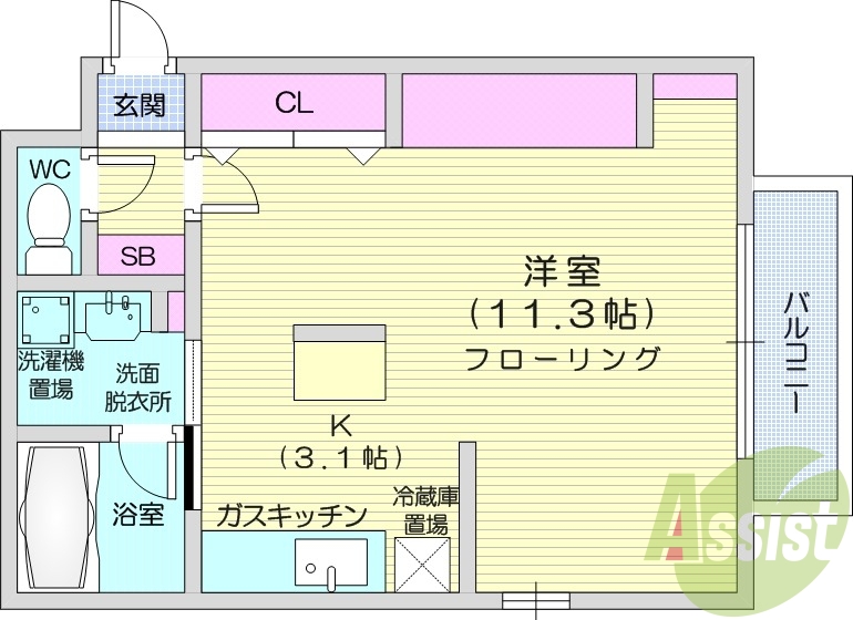 1Ｋ、オートロック、エアコン、シャンプードレッサー
