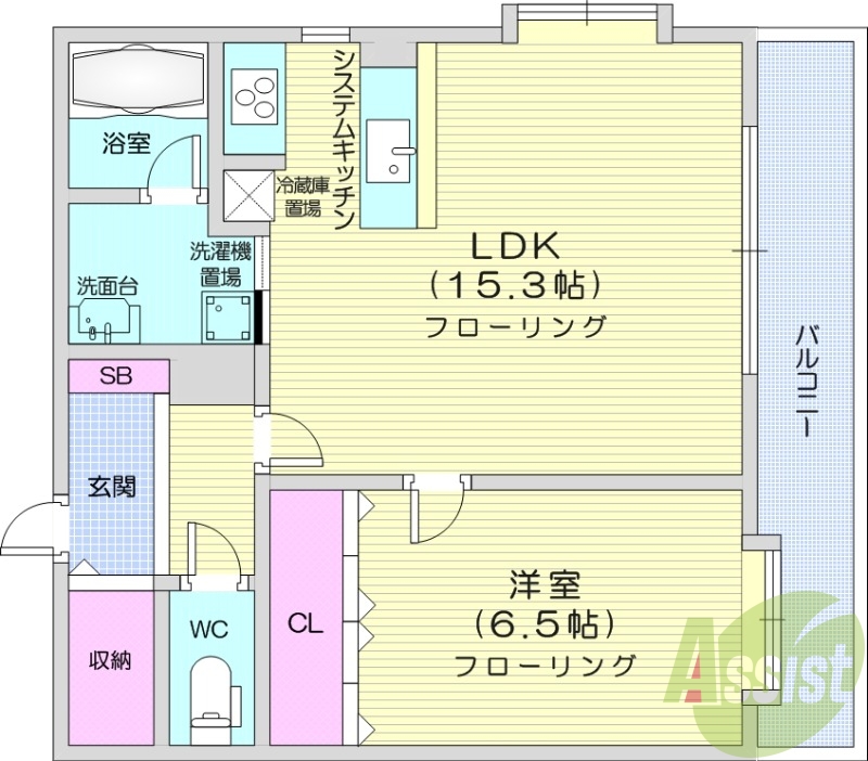 1LDK、オートロック、ペット可、ネット無料
