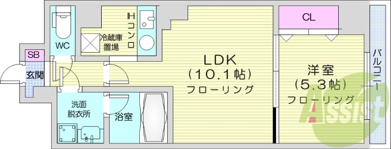 1LDK、オール電化、オートロック、ペット可、バストイレ別