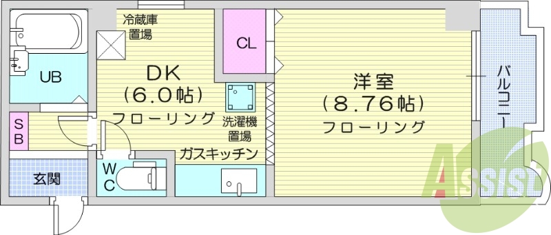 １DK、エアコン、ネット使用料不要、エレベーター