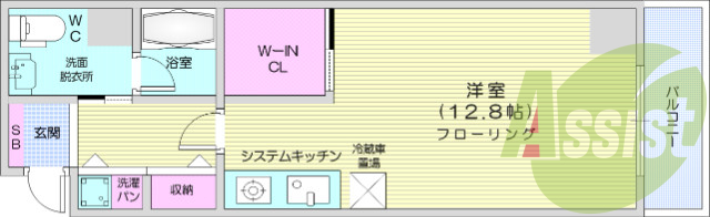 1K、エアコン、シャワートイレ、洗面化粧台
