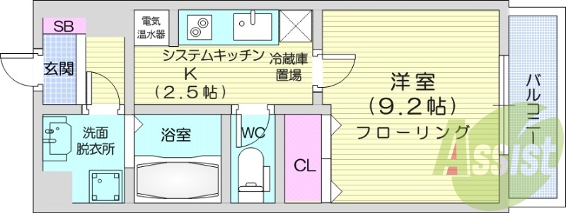 1K、オートロック、オール電化、角部屋、独立洗面所