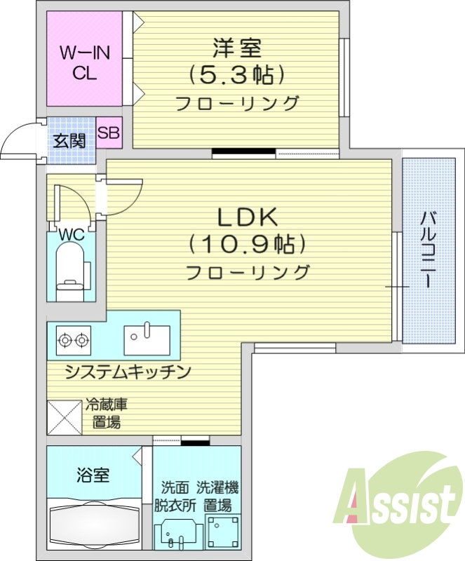 1LDK、都市ガス、エアコン、ガス暖房、ネット無料