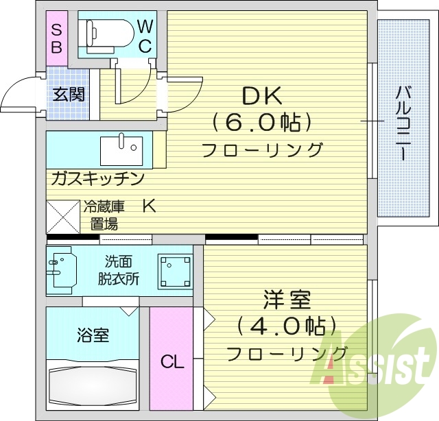 1LDK、エアコン、灯油暖房、バルコニー、宅配ボックス