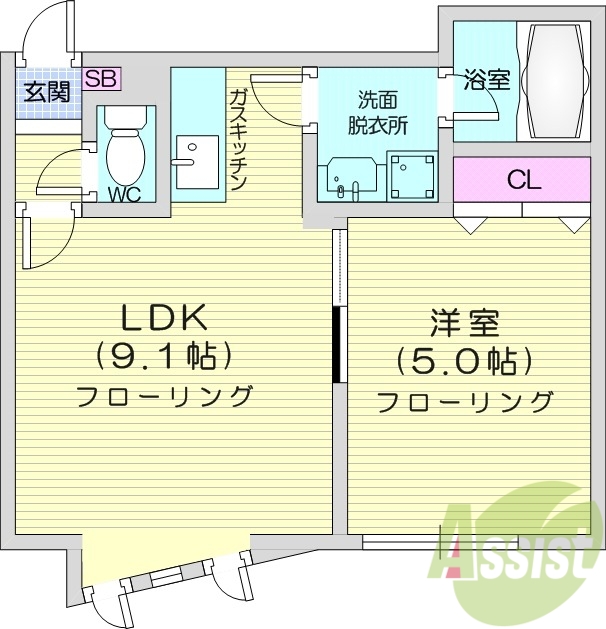 1LDK、インターネット無料、角部屋、トランクルーム