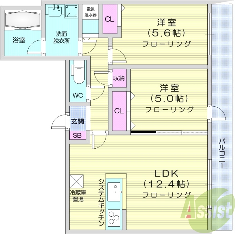 2LDK、オール電化、エアコン、ペット可、オートロック