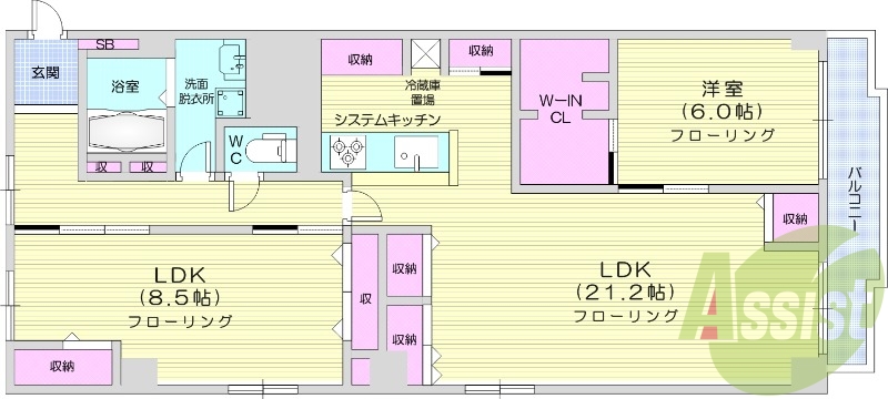 2LDK、リフォーム済み、分譲賃貸、都市ガス、エアコン