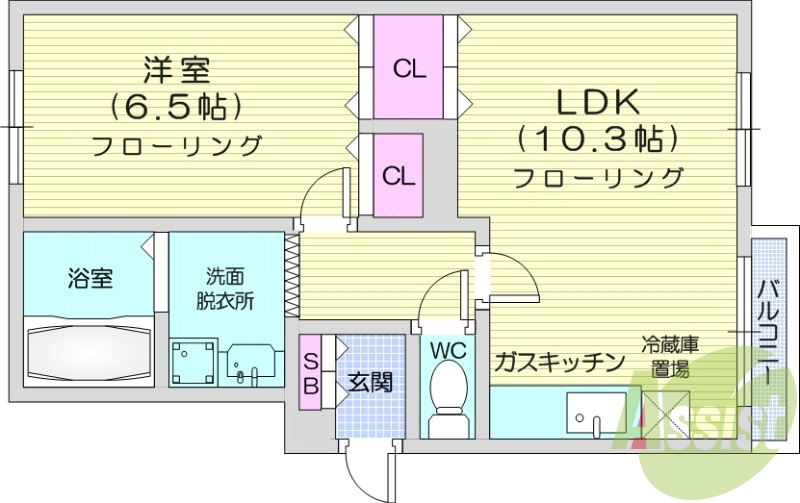 1LDK、エアコン、独立洗面台、灯油暖房、インターホン