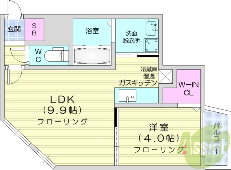 1LDK、オートロック、宅配ボックス、灯油暖房