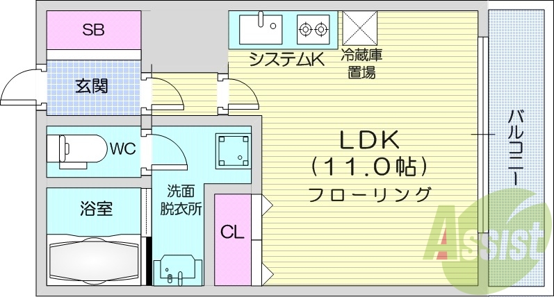 1K、家具家電付き、オートロック、ネット無料、独立洗面台