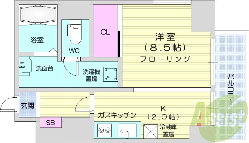 1K、家具家電付き、オートロック、ネット無料、独立洗面台