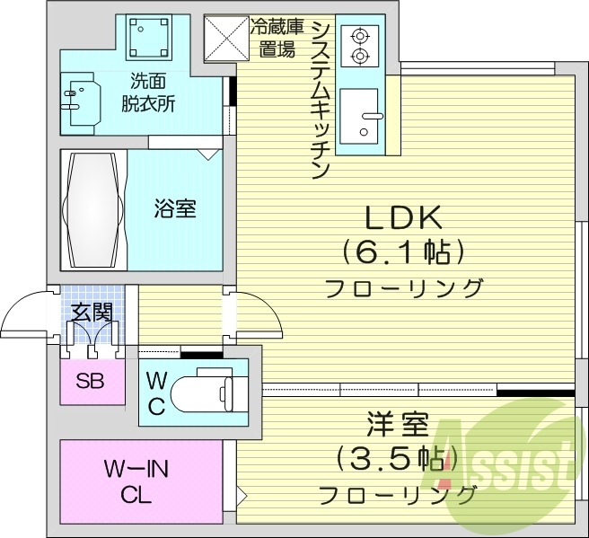 1LDK、エアコン、都市ガス、ネット無料