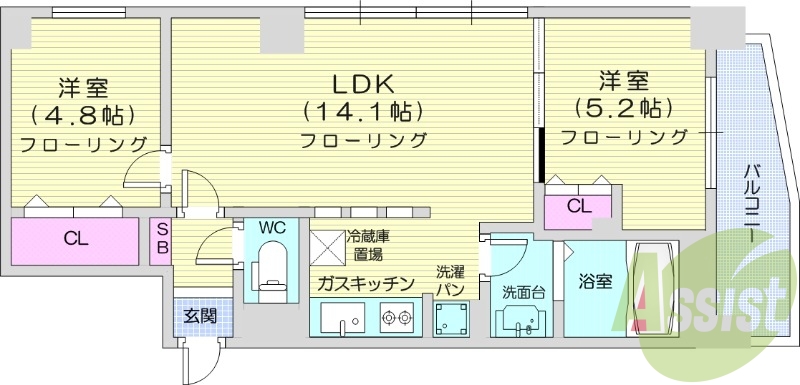 2LDK、エアコン、ペット可、オートロック