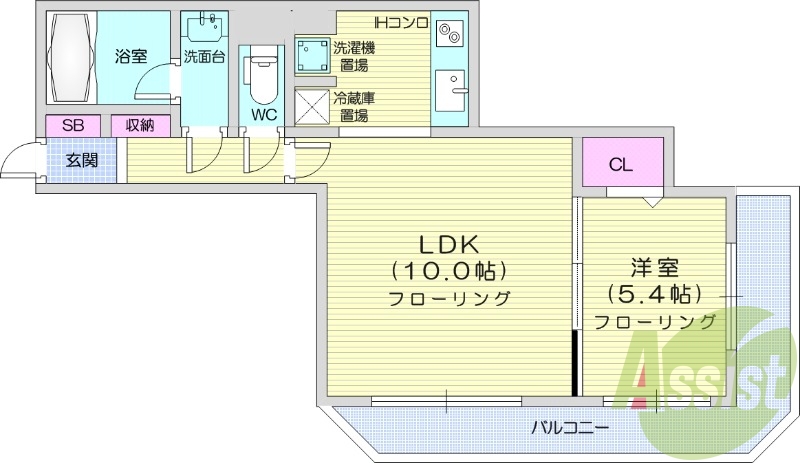 1LDK、オートロック、オール電化、システムキッチン