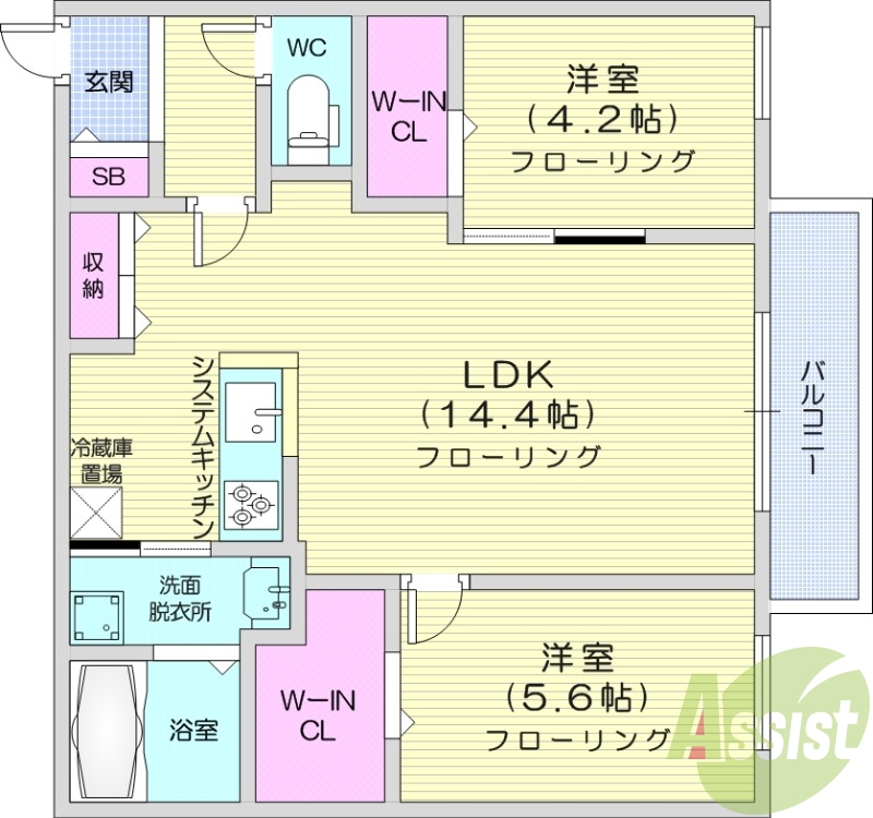2LDK、エアコン、都市ガス、ペット飼育可