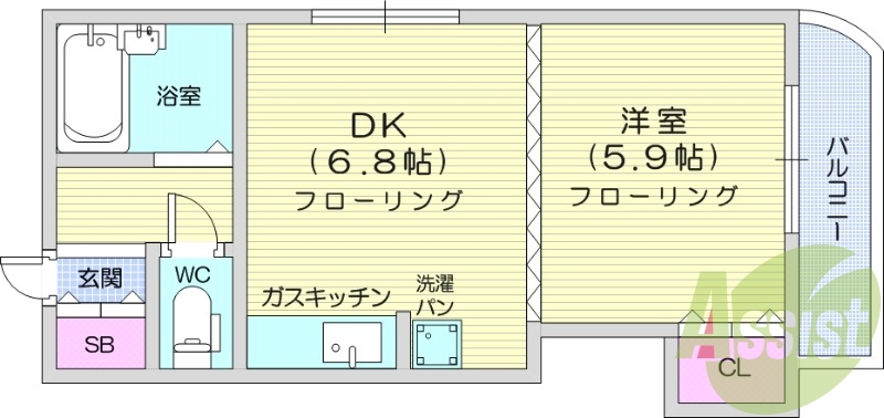 1DK、角部屋、最上階、オートロック、生活保護者入居可