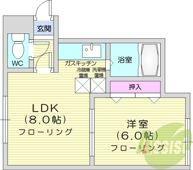 1LDK、最上階、角部屋、灯油暖房、収納