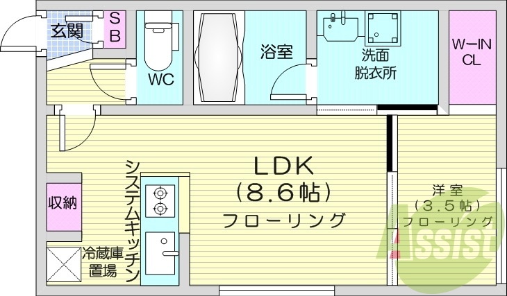 1LDK、エアコン、ペット飼育可能、ネット無料