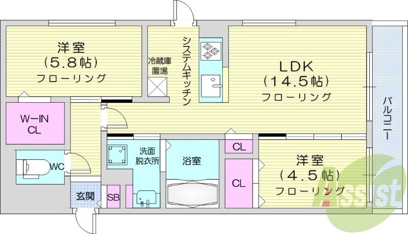 1LDKS、都市ガス、エレベーター、インターネット無料