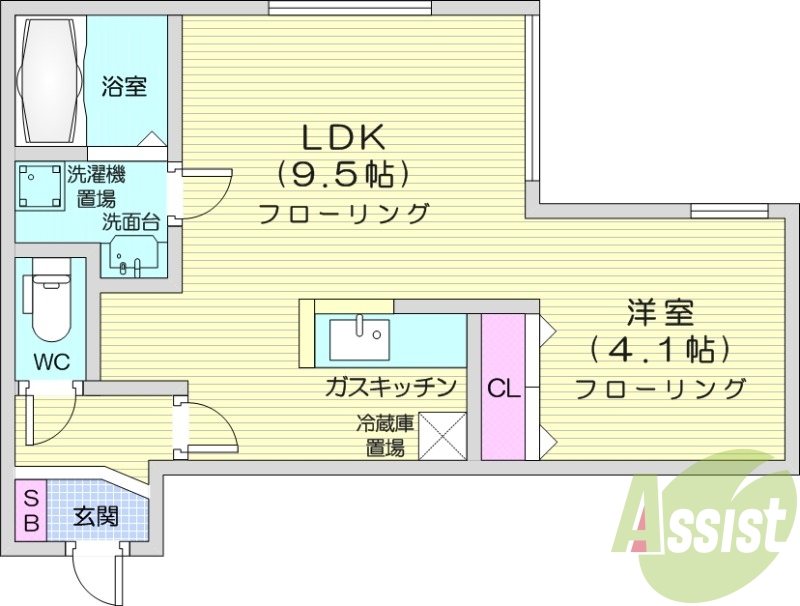 １LDK、ネット無料、角部屋、追い焚き機能、バストイレ別