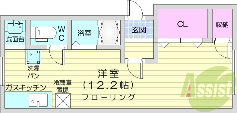 ワンルーム、独立洗面台、風呂・トイレ別、シャワートイレ