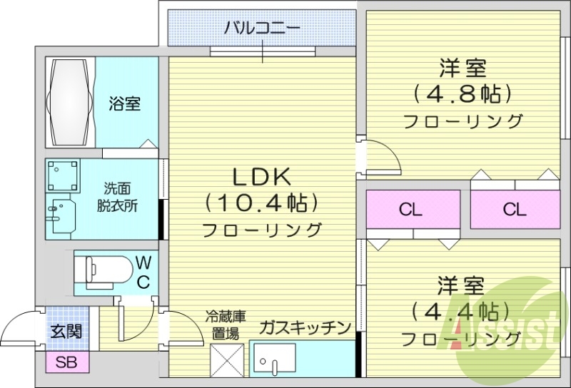 2LDK、オートロック、ペット可、光ファイバー
