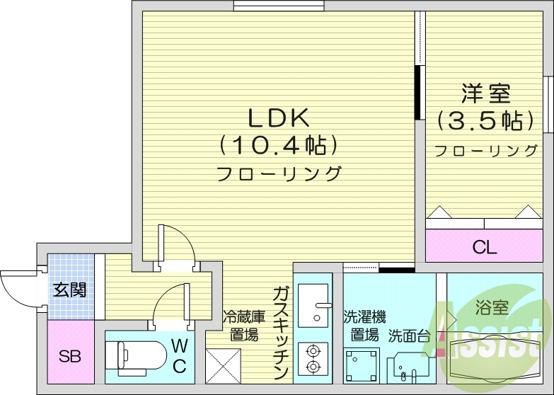 1LDK、オートロック、独立洗面台、灯油暖房