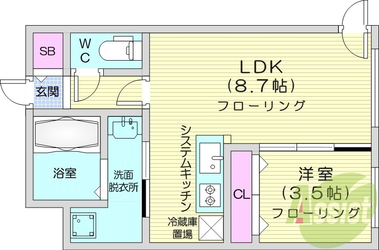 1LDK、エアコン、ペット飼育可能、ネット無料