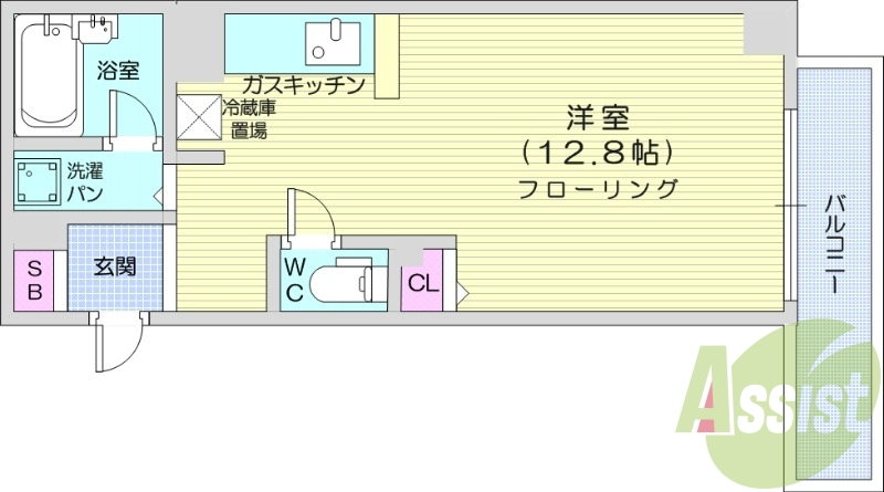 1R、灯油FF暖房、クローゼット、シューズボックス
