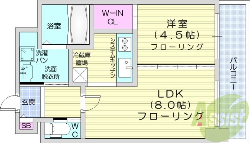 1LDK、モニタ付インターホン、シャワートイレ
