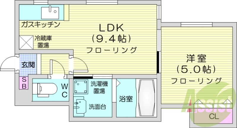 1LDK、独立洗面台、バス・トイレ別、オートロック