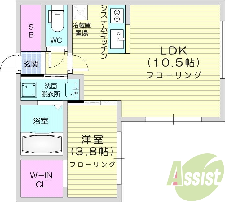 1LDK、都市ガス、エアコン、浴室乾燥機、独立洗面台