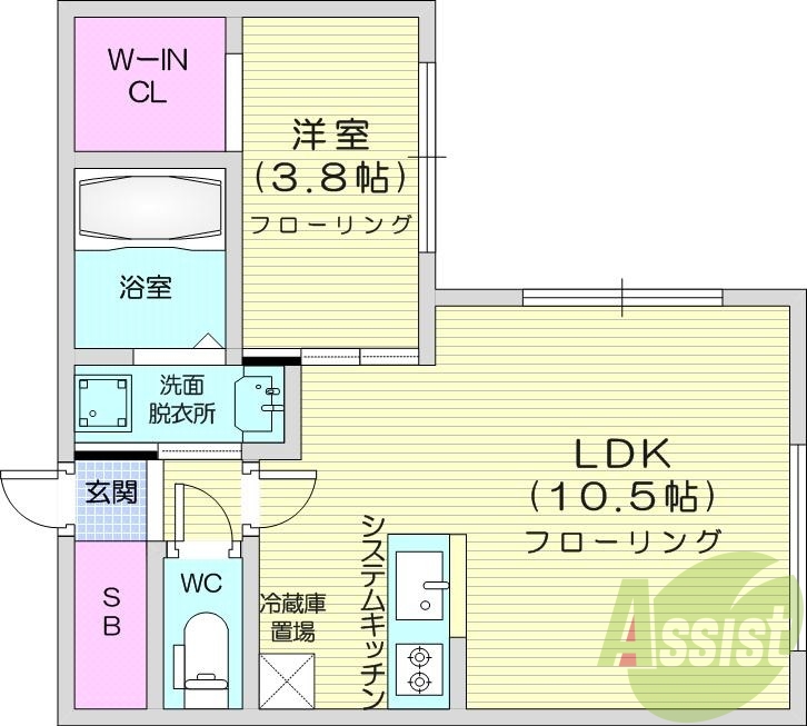 1LDK、都市ガス、エアコン、浴室乾燥機、独立洗面台