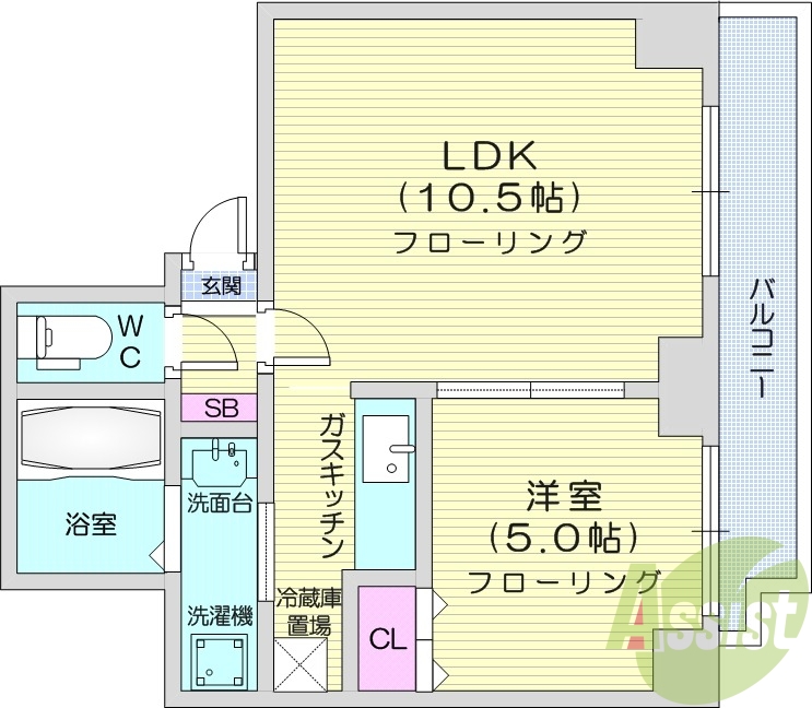 1LDK、ネット無料、シャンプードレッサー、灯油FF暖房