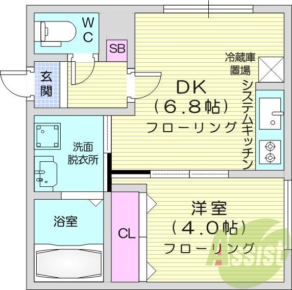 1DK、エアコン、浴室乾燥機、灯油暖房