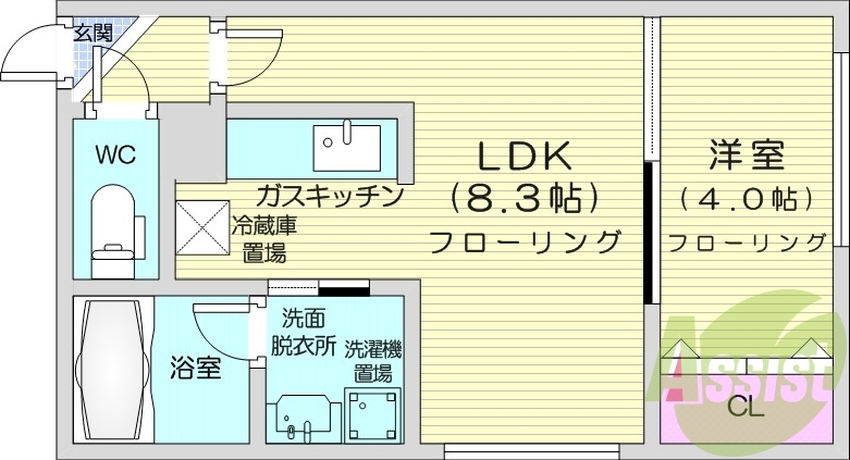 1LDK、ネット無料、バストイレ別、灯油暖房、オートロック