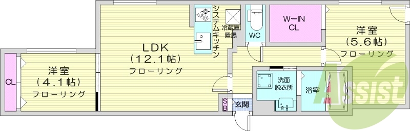 2LDK、エアコン、都市ガス、ペット飼育可