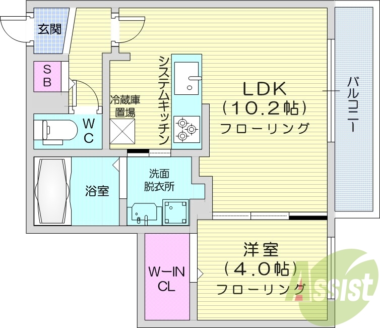 1LDK、エアコン、都市ガス、ペット飼育可