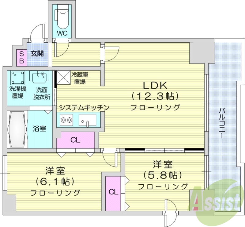 1LDK、エアコン、灯油暖房、浴室乾燥機、宅配BOX、