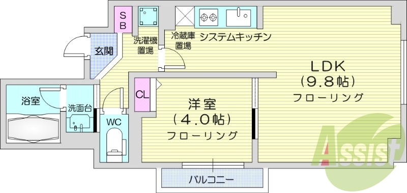 1LDK、都市ガス、ネット無料、エアコン、ペット可