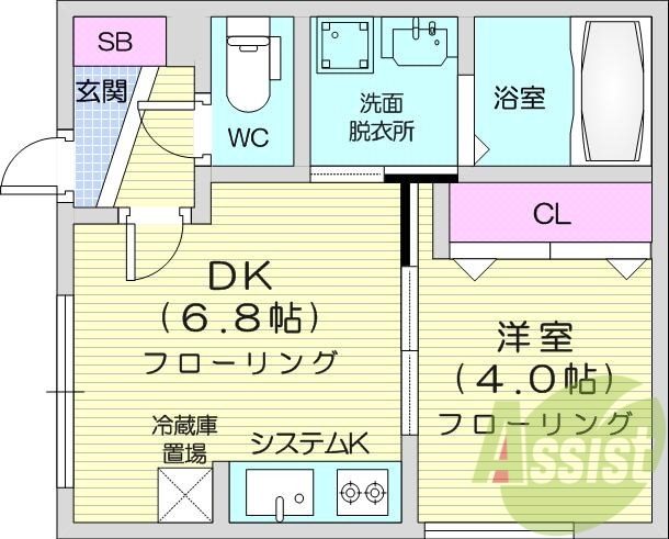 1DK、エアコン、浴室乾燥機、灯油暖房