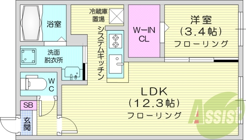 1LDK、エアコン、高速ネット、バルコニー
