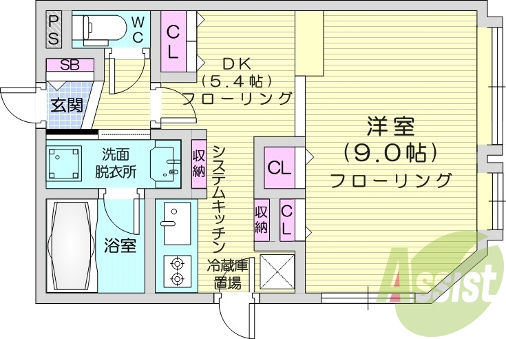 1DK、都市ガス、エアコン、ネット無料、オートロック