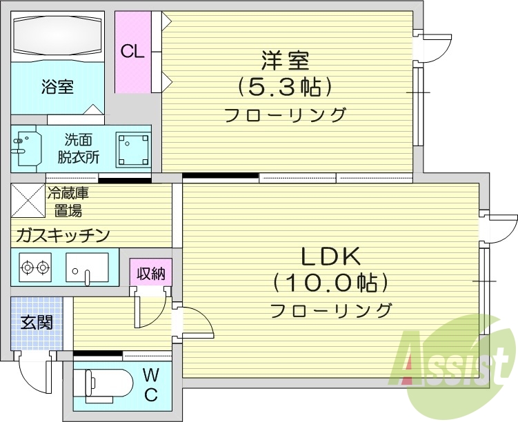 1LDK、インターネット無料、エアコン、トランクルーム