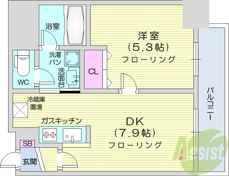 1DK、小型ペット可、クローゼット、独立洗面、バルコニー