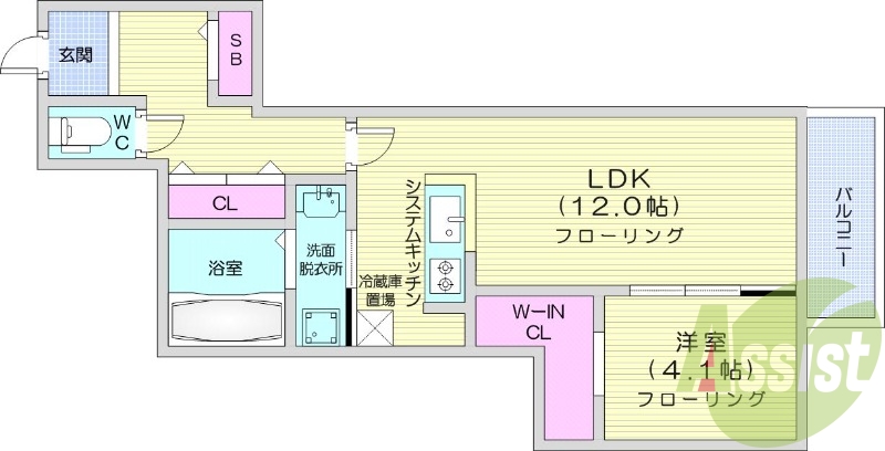 1LDK、エアコン、都市ガス、浴室乾燥機