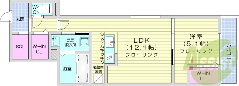 1LDK、エアコン、都市ガス、浴室乾燥機