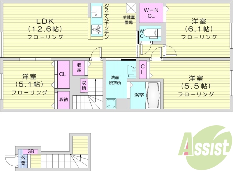 3LDK、浴室乾燥機、追い焚き、エアコン